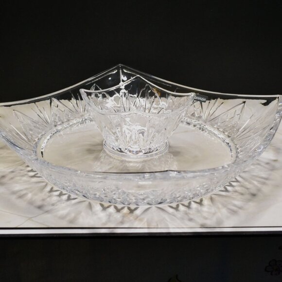 Godinger Shannon Chip And Dip Crystal NIB Parties Entertaining Serveware - Picture 2 of 6